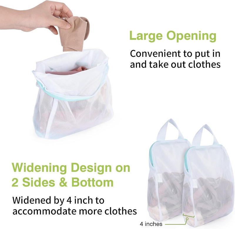 OTraki 2Pcs Small Laundry Bags 10x12 Inch Delicates Lingerie Bags for Laundry Mesh Wash Bags 10x12 Inch Hanging Laundry Bag Sock Bra Underwear Storage Laundry Room Organization, White - Image 2